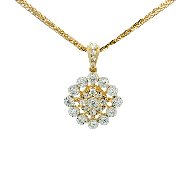 Elegant Diamond Floral Pendant Set - Rhombus