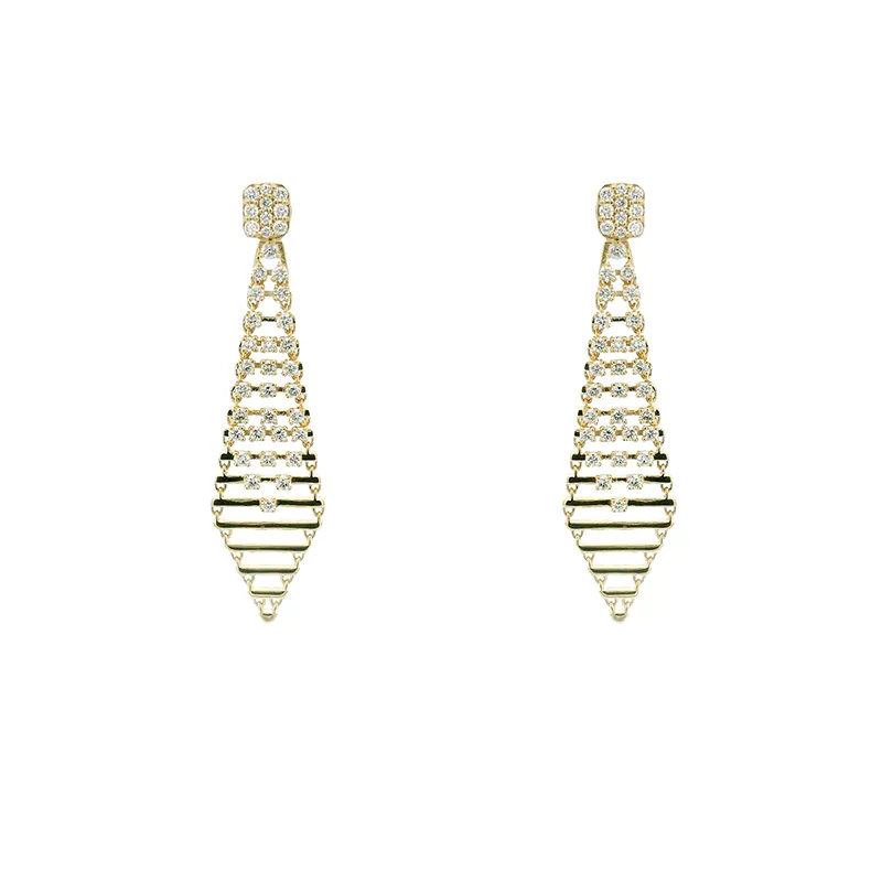 Elegant Gold Diamond Pendant and Earrings