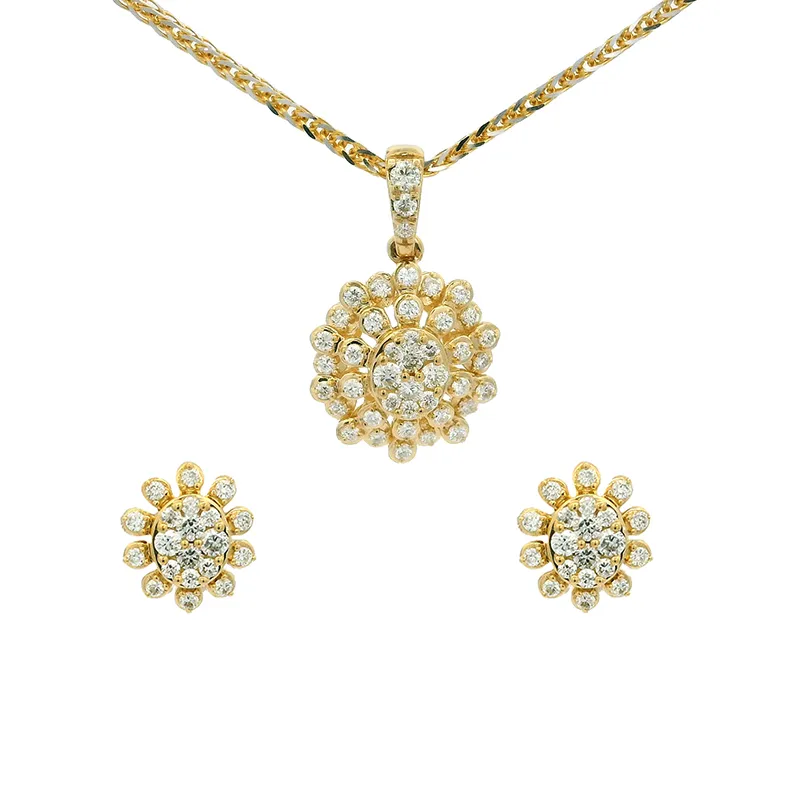 Elegant Gold Diamond Pendant Set
