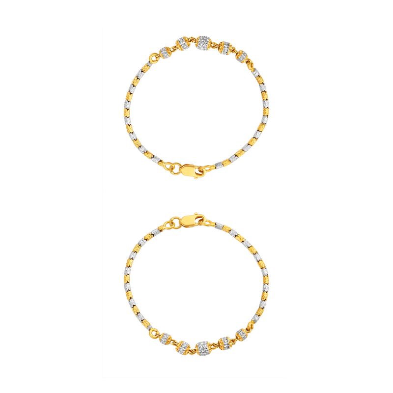 22K Two-Toned Gold Pattern Beaded Baby Bracelet