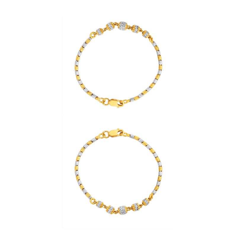 22K Two-Toned Gold Pattern Beaded Baby Bracelet