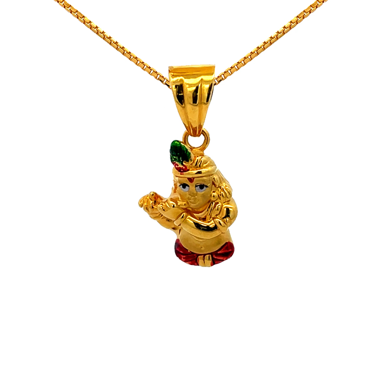 22K Gold Lord Krishna - Bal Gopal Pendant