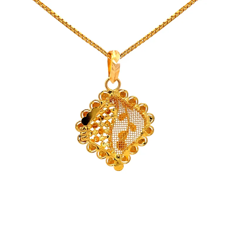 Filigree Square Yellow Gold Pendant