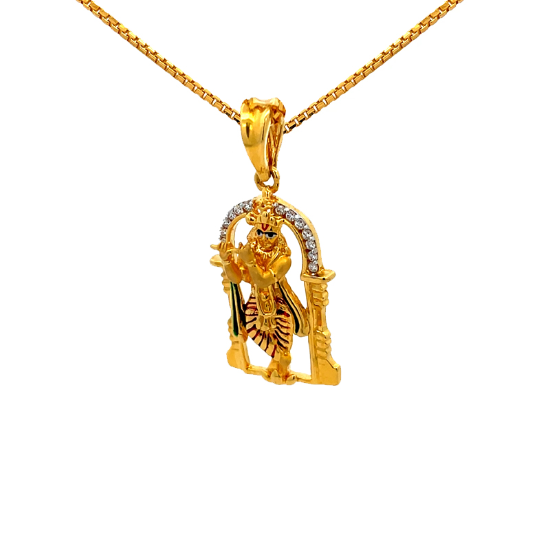 22K Gold Lord Krishna Pendant with CZ