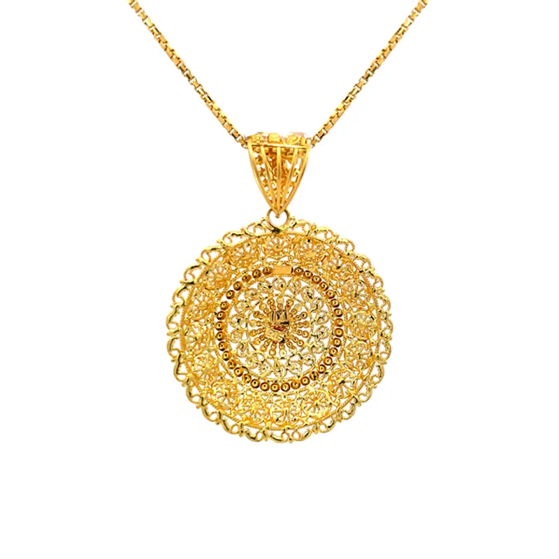 Filigree Round Yellow Gold Pendant
