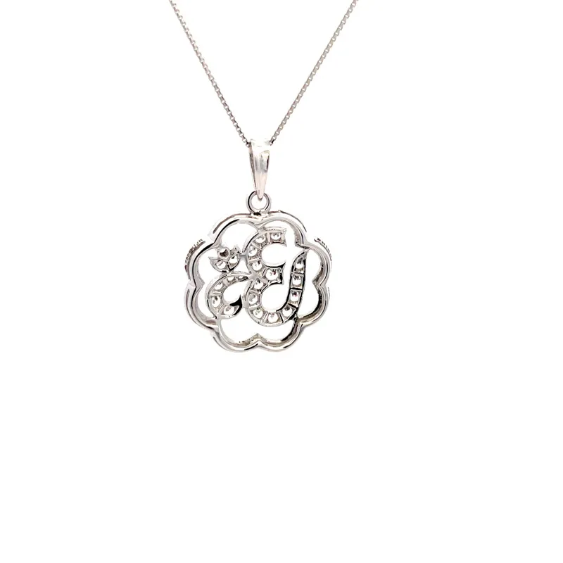 Om Symbol Pendant in 18K White Gold