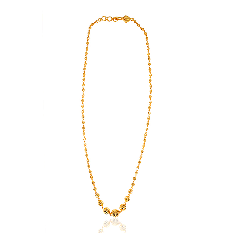 22K Yellow Gold Simple ball Chain - HMC-845