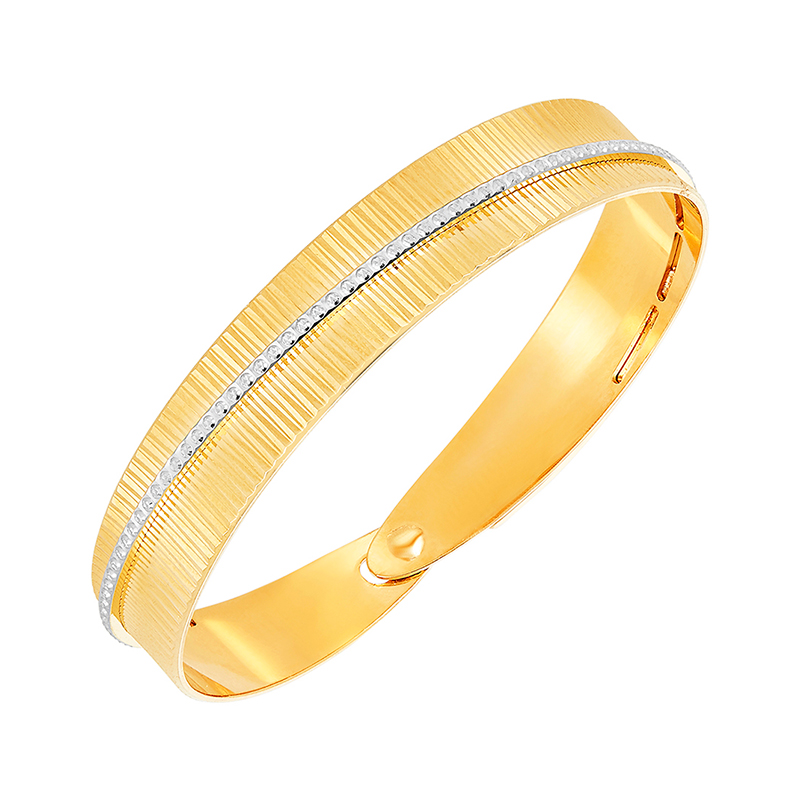 22K Two-Toned Gold Spiral Bangle