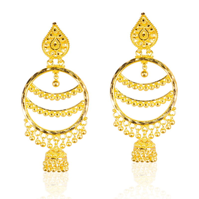 22K Yellow Gold Jhumka Earrings w/ Rubies (24.9gm) – Virani Jewelers