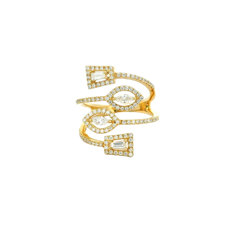 Elegant Gold Ring with Fancy Diamonds