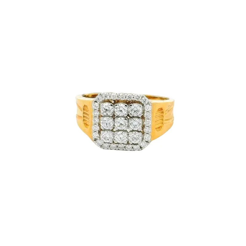 Elegant Diamond-Studded Gold Ring - Men