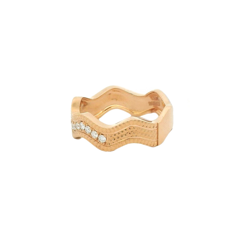 Elegant Wavy Rose Gold Ring - Size 6.5