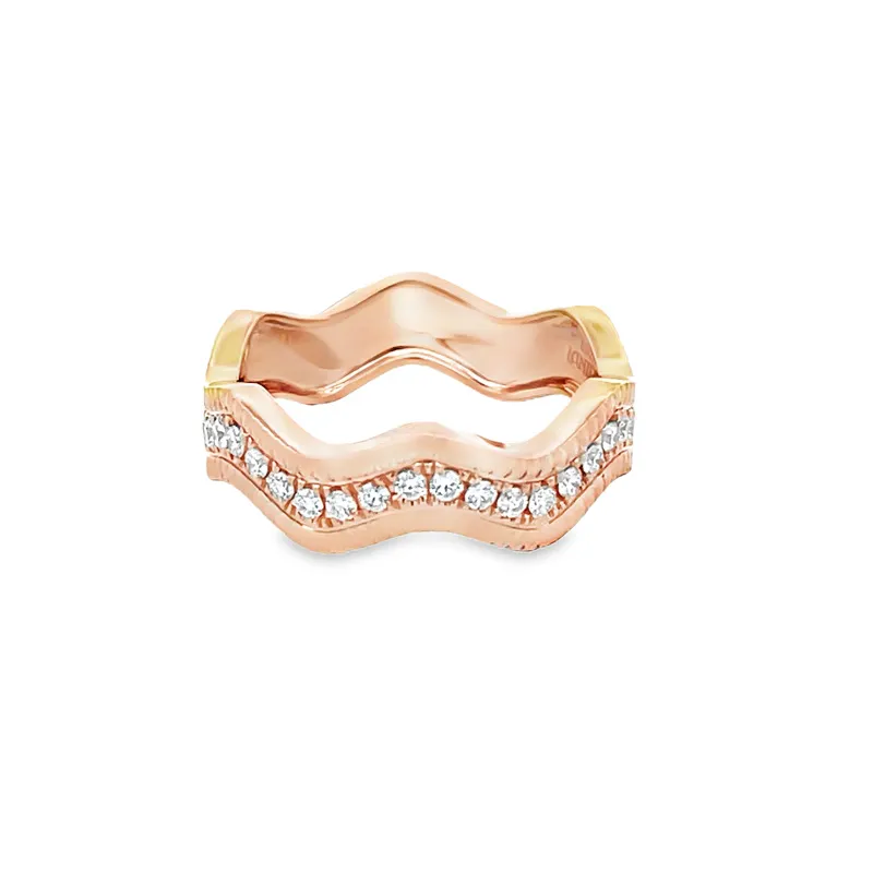 Elegant Wavy Rose Gold Ring - Size 6.5