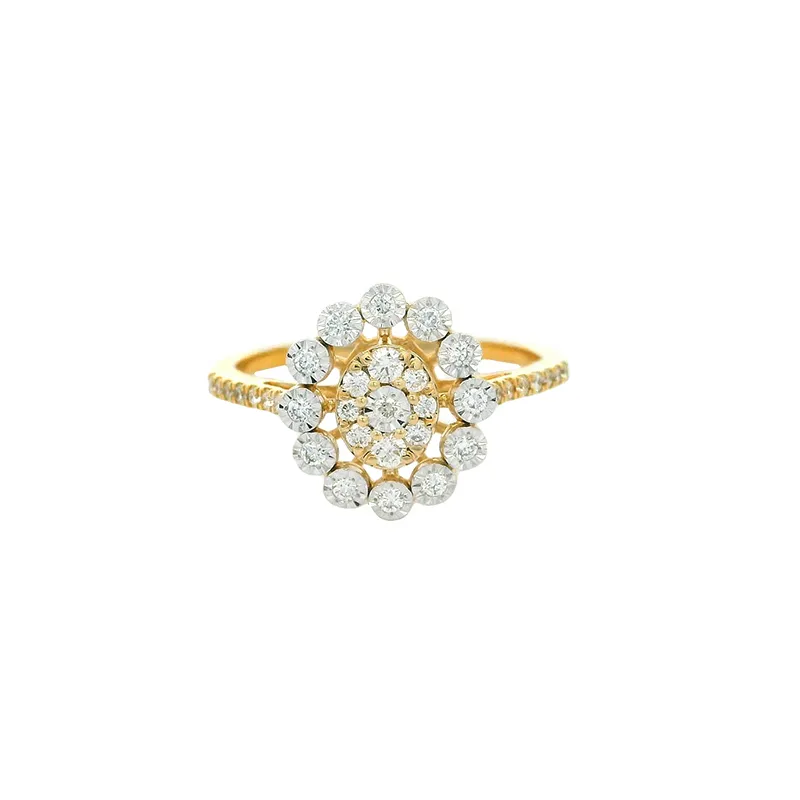 Elegant Floral Diamond Ring - Oval