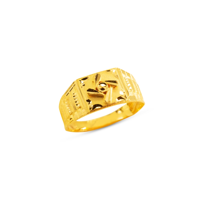 Glamorous Ridged Gold Ring for Men-saigonsouth.com.vn