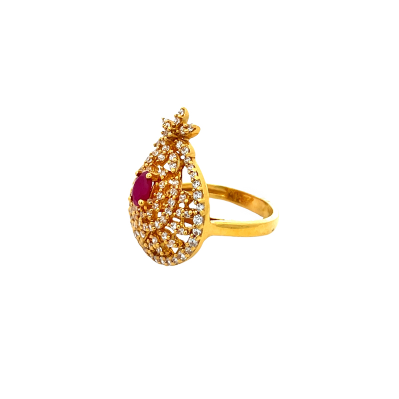 22k Yellow Gold Semi-Precious Ring with CZ