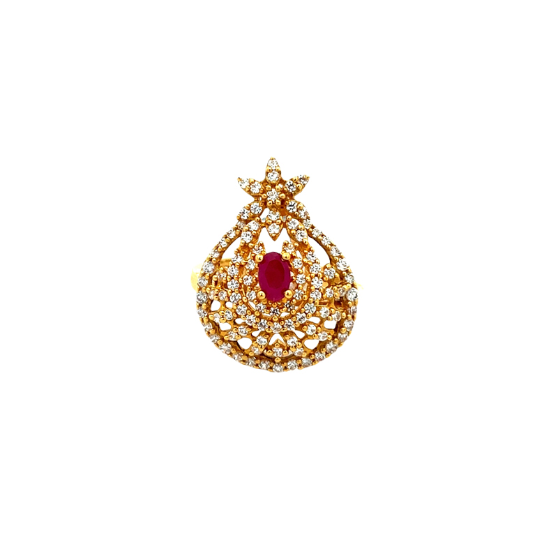22k Yellow Gold Semi-Precious Ring with CZ