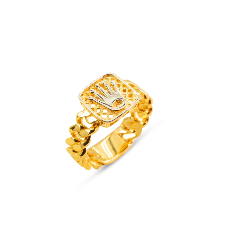 ELEGANT KING CROWN GOLD RING - Navrathan