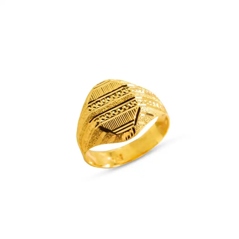 Bold Textured Men's Ring in 22K Gold