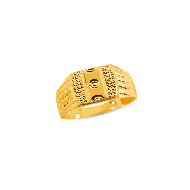 Textured Embossed Men's 22K Gold Ring