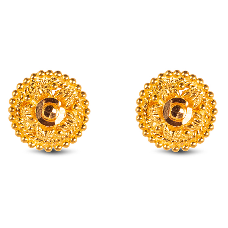 Gold Plated Circular Shape Filigree Design Stud Earring