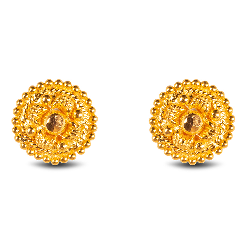 22K Yellow Gold Stud Earrings - ER-204