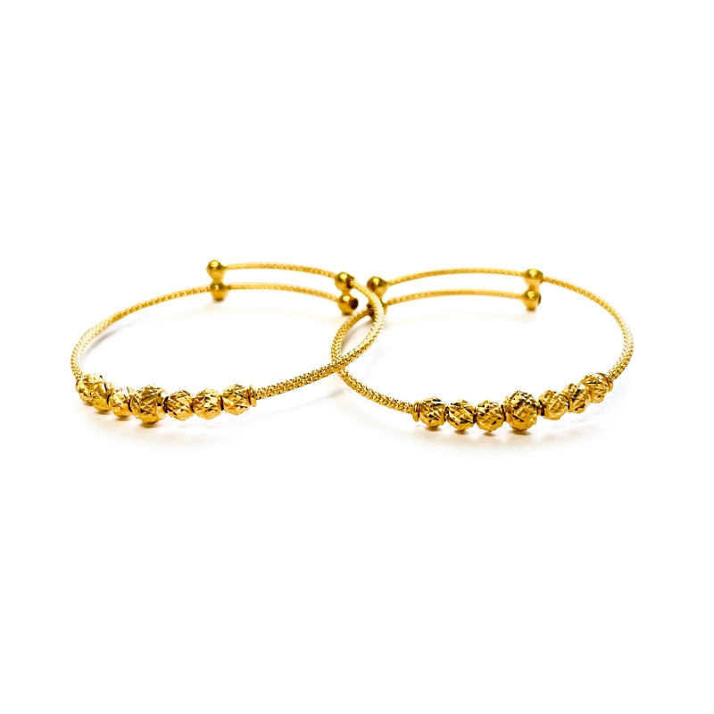 22K Yellow Gold beaded baby bangles