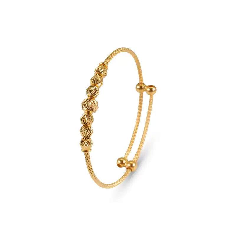22K Yellow Gold beaded baby bangles