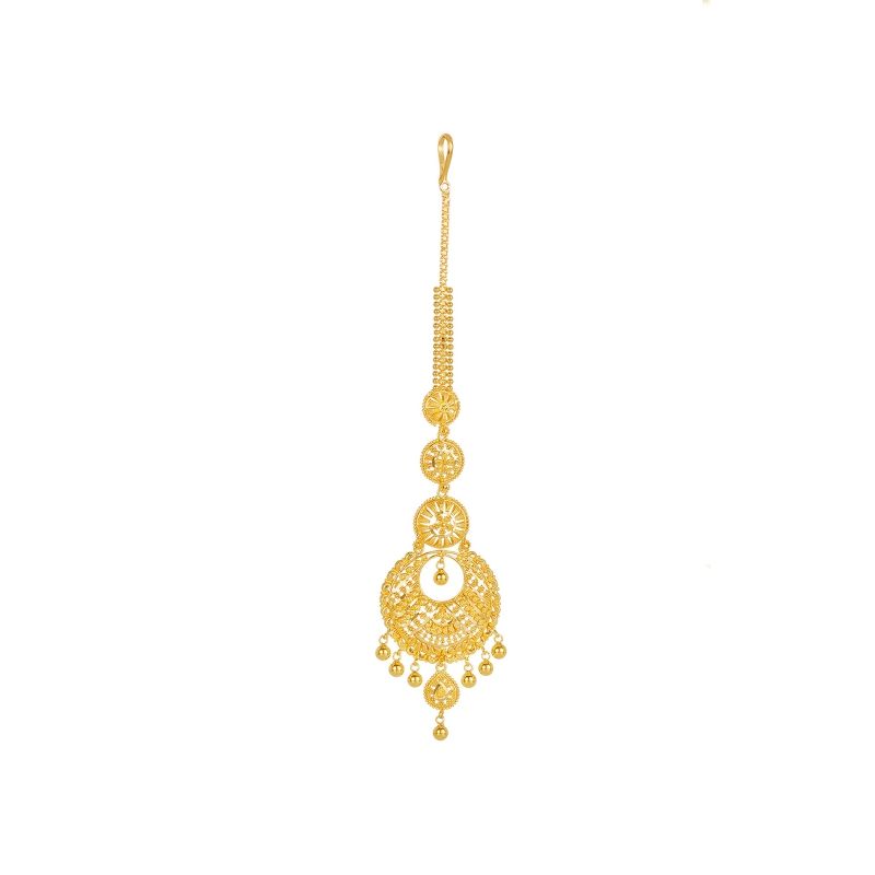 22K Yellow Gold Beaded Disc Tikka