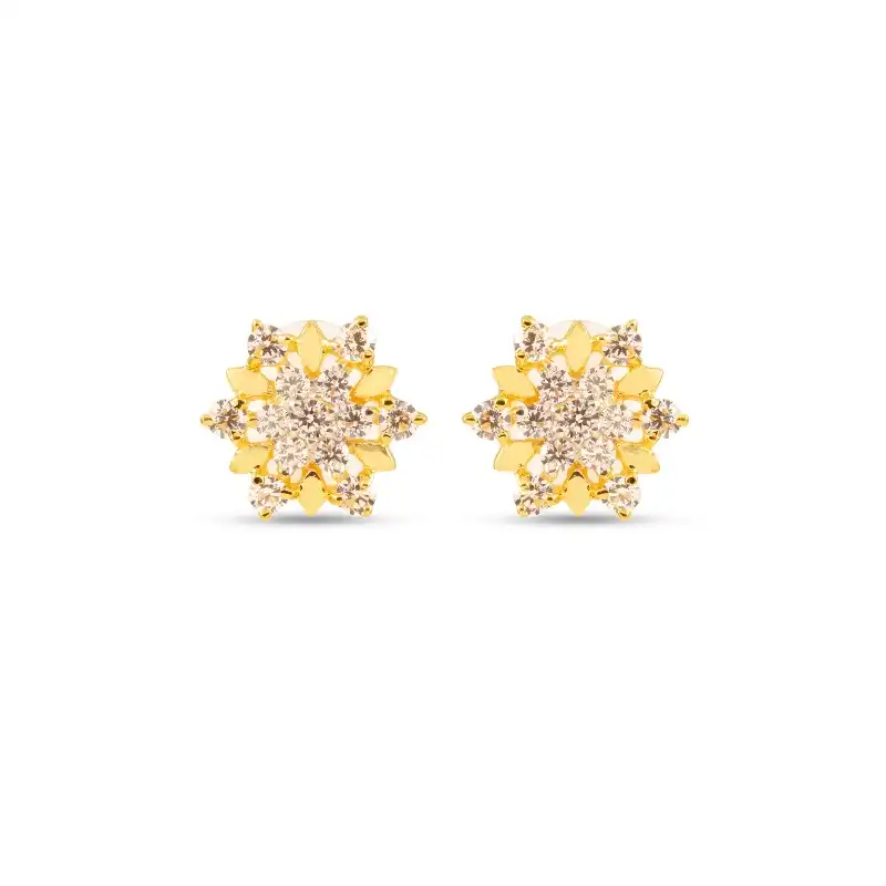 Hexagonal flower Gold Ear studs