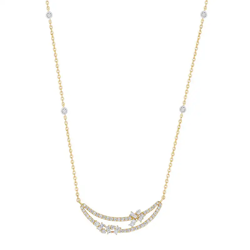 Delicate 18K Gold Diamond Pendant Set