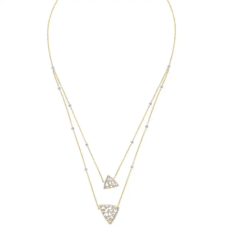 18K Gold Diamond layered Necklace Set