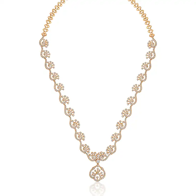 18K Rose Gold Diamond Elegant Necklace Set NE 2829 08 RG