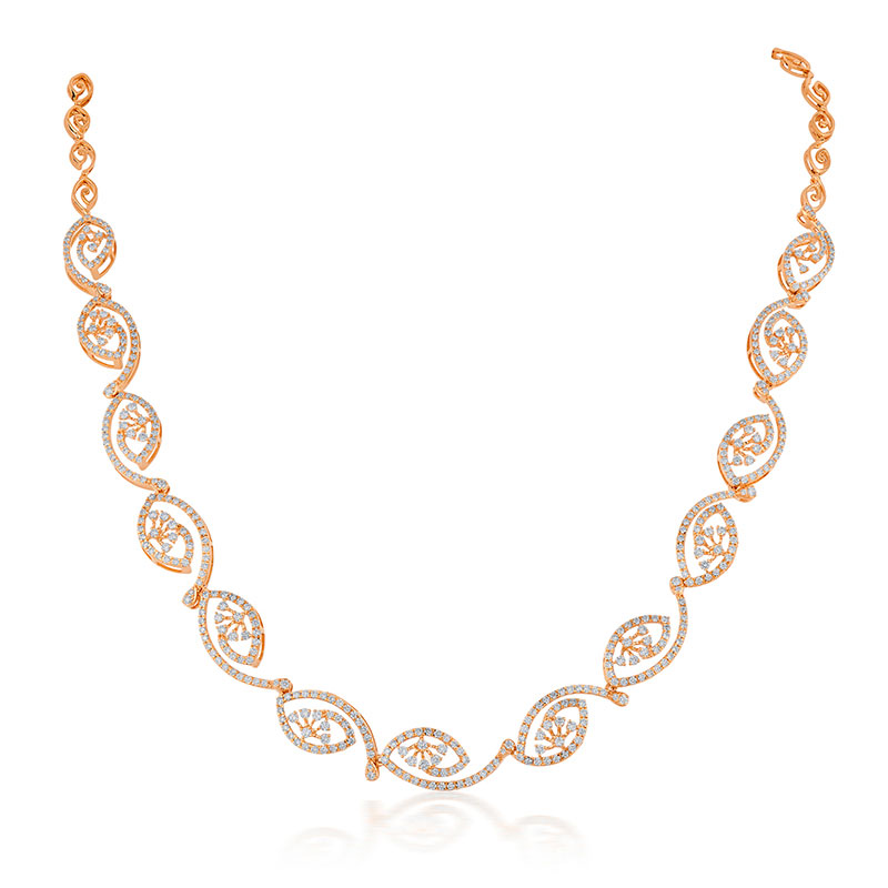 Ornate Spiral Necklace Set in Rose Gold