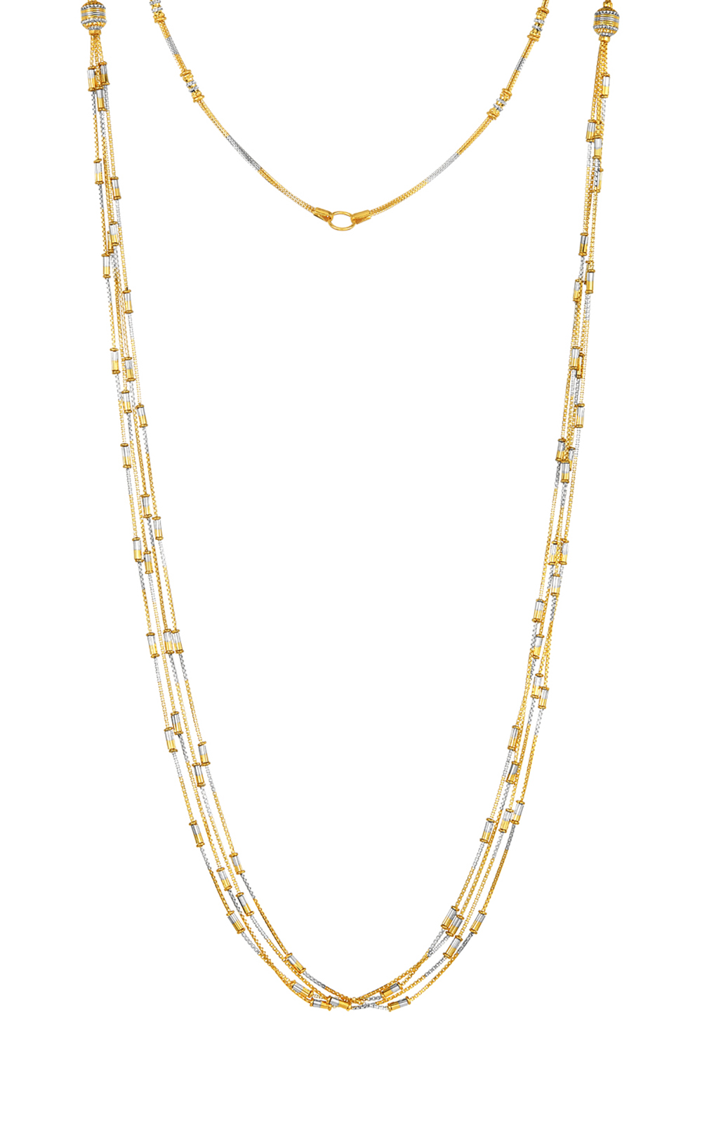 22K Two-Toned Gold Layered Fancy Handmade Chain Necklace - Long