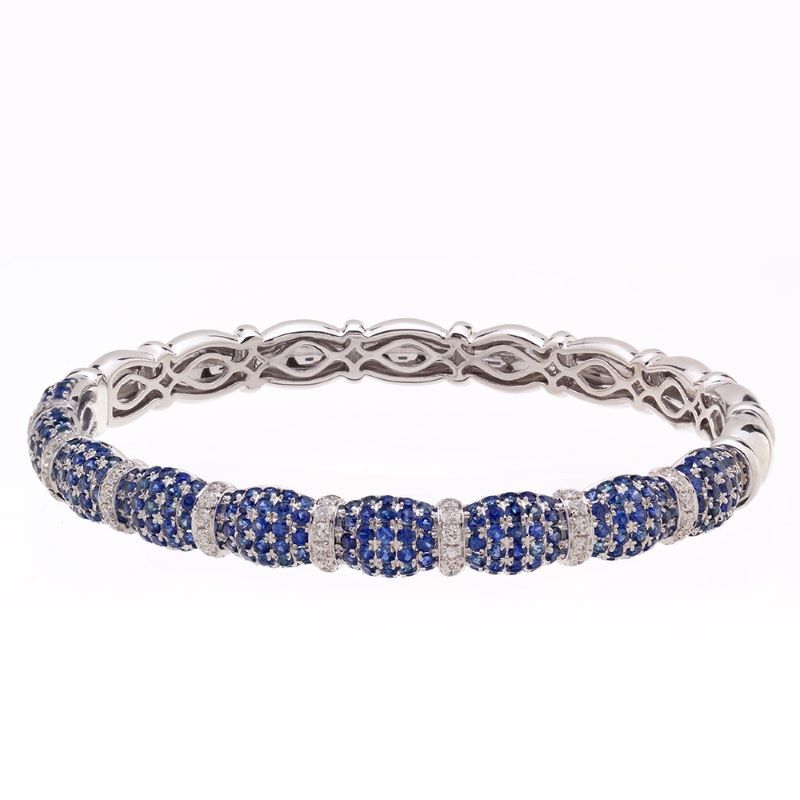 Sapphire Bangle Bracelet with Diamond highlights