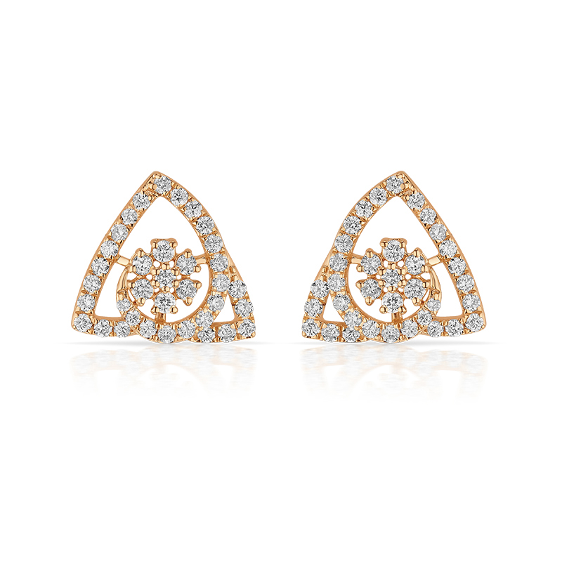 Floral Triangle Diamond Ear studs