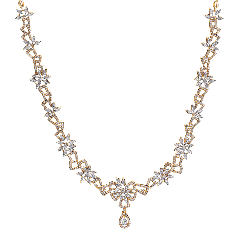 Classic,  Floral Diamond Necklace Set
