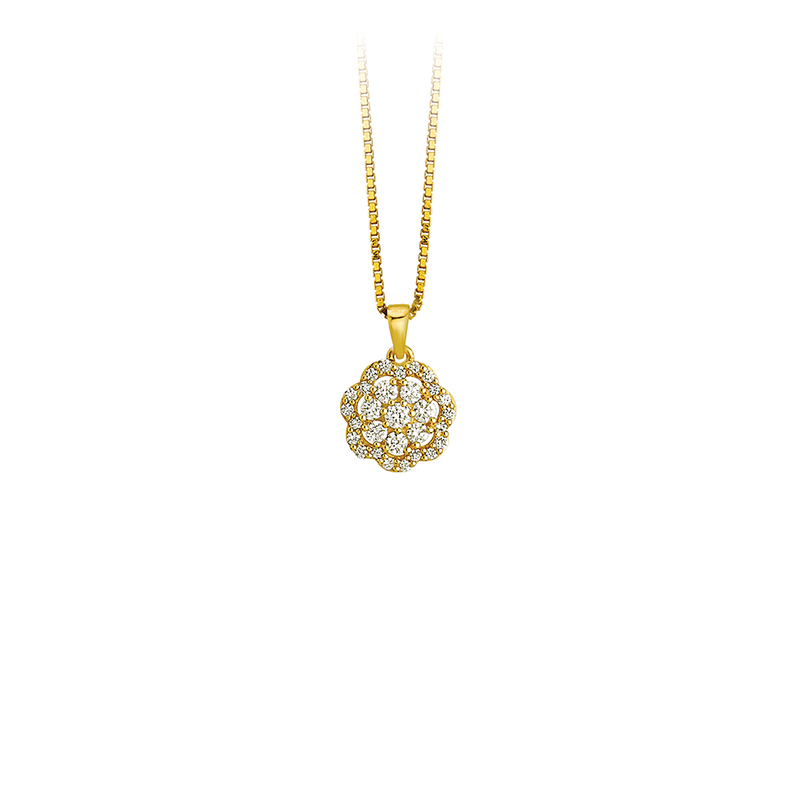 Exquisite Floral Diamond Pendant Set with Ring