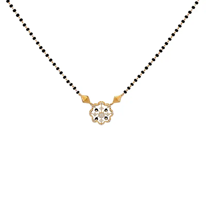 Yellow Gold Diamond Mangalsutra - Floral