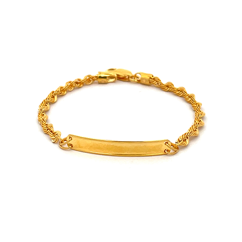22K Yellow Gold Engravable Bar Baby Bracelet