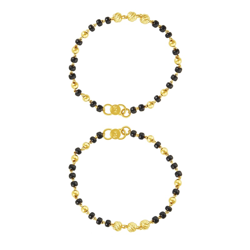 22Kt Gold Black Beads Baby Bracelets