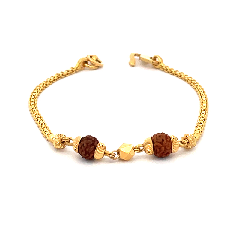 22K Gold Baby Bracelet with Rudraksh beads - Set of 2