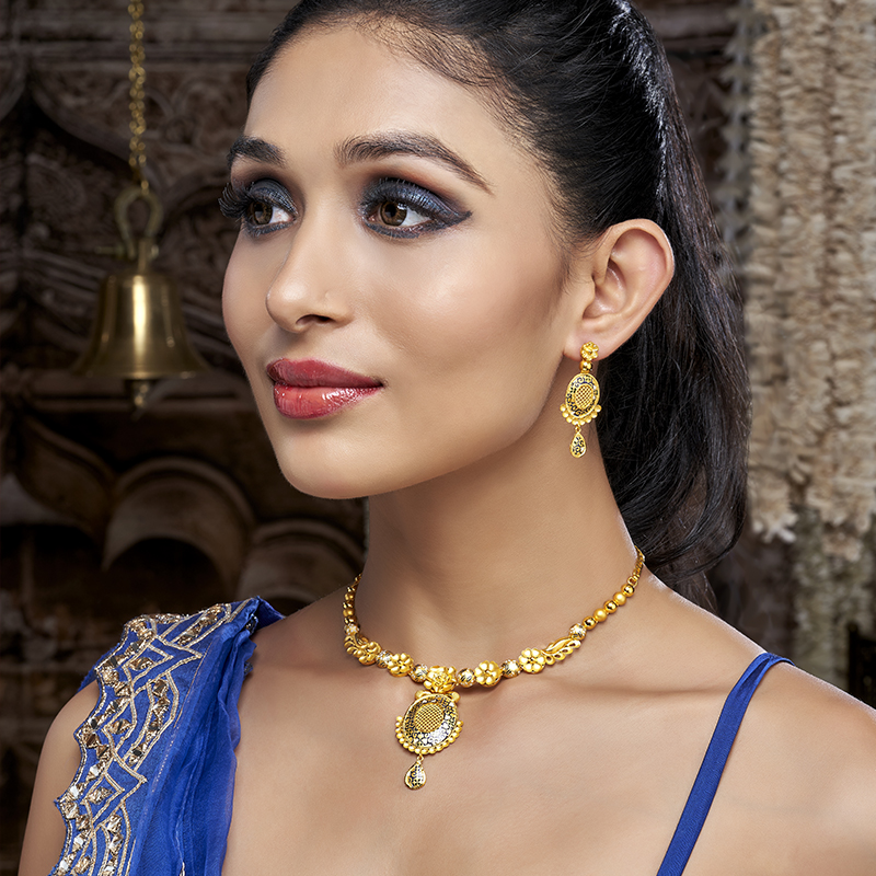 glamjewelryz Choker Set /Gold Choker Carret White Necklace Set/ Bollywood Necklace Set/Indian Rose Gold Choker Set/Gold Bridesmaid Jewelry/Women Necklace