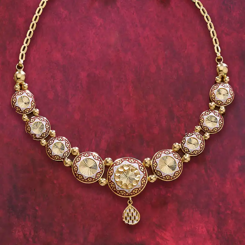 Auspicious Gold Enamel Necklace Set