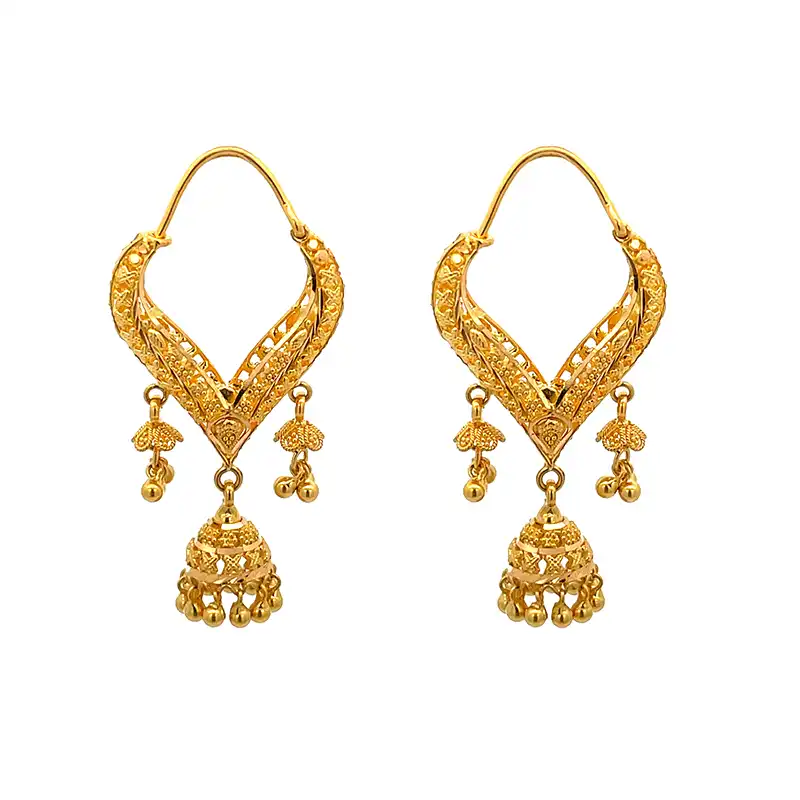 22K Gold Hoops with Jhumka