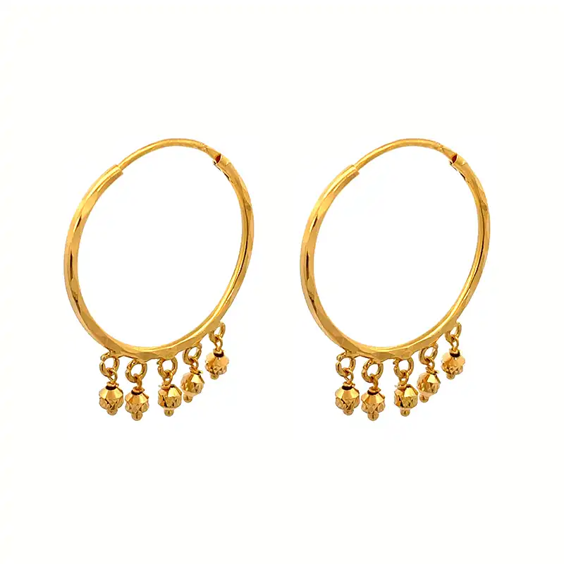 22K Yellow Gold Hoop Earrings  - Diameter 25 mm