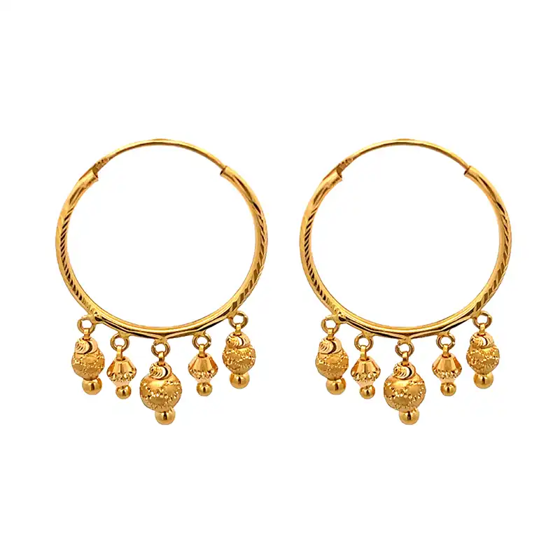 22K Yellow Gold Hoop Earrings - Diameter 23 mm