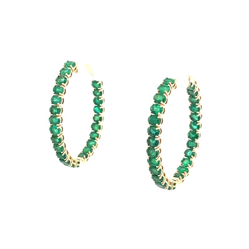 Lustrous Evergreen Emerald Hoop Earrings