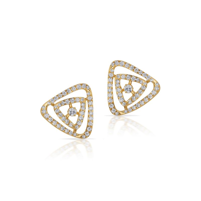 Triangular Stud Earrings in 18K Gold Diamond